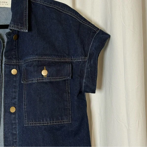 DISSH Felix Denim Shirt Jacket Oversized Short Sleeve Blue Womens Size 4 - Picture 9 of 15